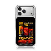 Red Honda NSX race car with slogans iPhone 17 Pro Max Electroplated Silver Case1