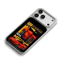 Red Honda NSX race car with slogans iPhone 17 Pro Max Electroplated Silver Case2