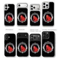 Red hooded goth woman ornate frame Chris Brown Phone Case Black Electroplated Silver For Iphone 11 To 17
