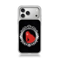 Red hooded goth woman ornate frame iPhone 17 Pro Max Electroplated Silver Case1