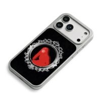 Red hooded goth woman ornate frame iPhone 17 Pro Max Electroplated Silver Case2