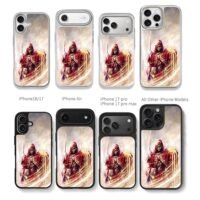 Red hooded warrior with gold magic Chris Brown Phone Case Black Electroplated Silver For Iphone 11 To 17
