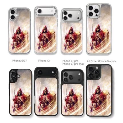 Red hooded warrior with gold magic Chris Brown Phone Case Black Electroplated Silver For Iphone 11 To 17