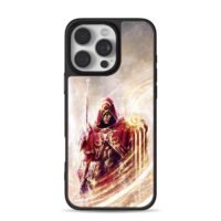 Red hooded warrior with gold magic iPhone 16 Pro Max Black Case
