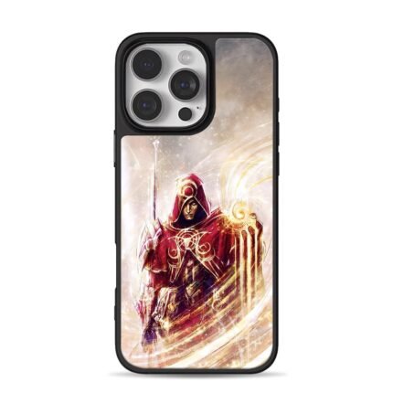 Red hooded warrior with gold magic iPhone 16 Pro Max Black Case