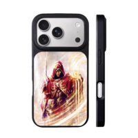 Red hooded warrior with gold magic iPhone 17 Pro Max Black Case