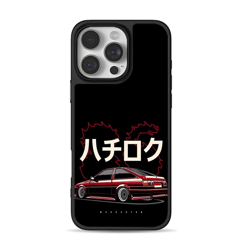Red JDM AE86 Hachiroku with dragon art iPhone 16 Pro Max Black Case Red JDM AE86 Hachiroku with dragon art iPhone 16 Pro Max Black Case