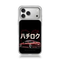 Red JDM AE86 Hachiroku with dragon art iPhone 17 Pro Max Electroplated Silver Case1