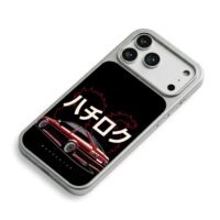 Red JDM AE86 Hachiroku with dragon art iPhone 17 Pro Max Electroplated Silver Case2