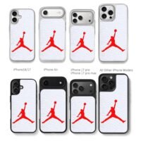 Red Jordan Jumpman basketball logo Chris Brown Phone Case Black Electroplated Silver For Iphone 11 To 17