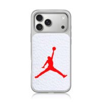 Red Jordan Jumpman basketball logo iPhone 17 Pro Max Electroplated Silver Case1