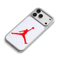 Red Jordan Jumpman basketball logo iPhone 17 Pro Max Electroplated Silver Case2