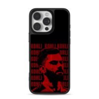 Red Kohli portrait with repeated Kohli iPhone 16 Pro Max Black Case