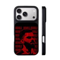 Red Kohli portrait with repeated Kohli iPhone 17 Pro Max Black Case