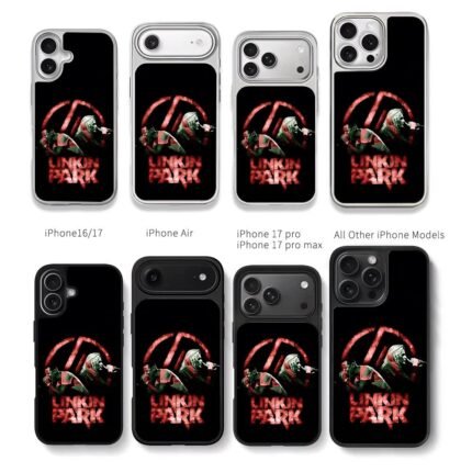 Red Linkin Park band logo and text Chris Brown Phone Case Black Electroplated Silver For Iphone 11 To 17