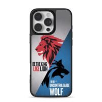 Red lion black wolf slogan art iPhone 16 Pro Max Black Case