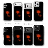 Red lit half face of The Weeknd Chris Brown Phone Case Black Electroplated Silver For Iphone 11 To 17