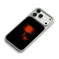 Red lit half face of The Weeknd iPhone 17 Pro Max Electroplated Silver Case2