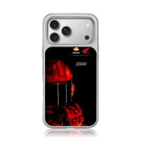 Red MotoGP helmet Repsol Honda 93 iPhone 17 Pro Max Electroplated Silver Case1
