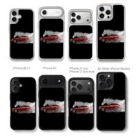 Red Mustang GT with smoke horse art Chris Brown Phone Case Black Electroplated Silver For Iphone 11 To 17