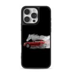 Red Mustang GT with smoke horse art iPhone 16 Pro Max Black Case