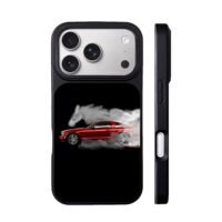 Red Mustang GT with smoke horse art iPhone 17 Pro Max Black Case