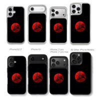 Red Naruto Mangekyou Sharingan logo Chris Brown Phone Case Black Electroplated Silver For Iphone 11 To 17