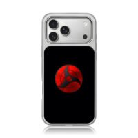 Red Naruto Mangekyou Sharingan logo iPhone 17 Pro Max Electroplated Silver Case1