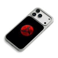 Red Naruto Mangekyou Sharingan logo iPhone 17 Pro Max Electroplated Silver Case2