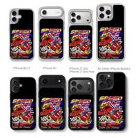 Red NASCAR 47 speed race cars art Chris Brown Phone Case Black Electroplated Silver For Iphone 11 To 17