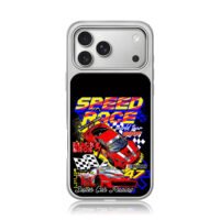 Red NASCAR 47 speed race cars art iPhone 17 Pro Max Electroplated Silver Case1