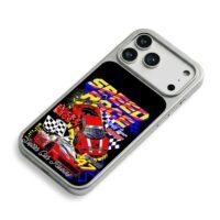 Red NASCAR 47 speed race cars art iPhone 17 Pro Max Electroplated Silver Case2