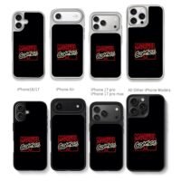 Red neon Marvel Comics logo Chris Brown Phone Case Black Electroplated Silver For Iphone 11 To 17