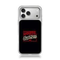 Red neon Marvel Comics logo iPhone 17 Pro Max Electroplated Silver Case1