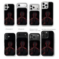 red neon masked cyber mob suit art Chris Brown Phone Case Black Electroplated Silver For Iphone 11 To 17