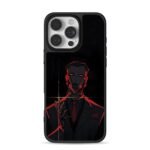 red neon masked cyber mob suit art iPhone 16 Pro Max Black Case