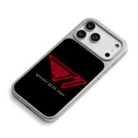 Red neon T1 gaming logo korean text iPhone 17 Pro Max Electroplated Silver Case2