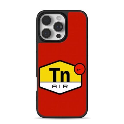 Red Nike Tn Air logo with swoosh iPhone 16 Pro Max Black Case
