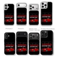 Red Nissan 350Z with brand text Chris Brown Phone Case Black Electroplated Silver For Iphone 11 To 17