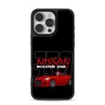 Red Nissan 350Z with brand text iPhone 16 Pro Max Black Case