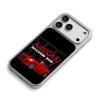 Red Nissan 350Z with brand text iPhone 17 Pro Max Electroplated Silver Case2