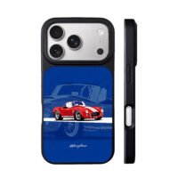 Red Shelby Cobra on blue background iPhone 17 Pro Max Black Case