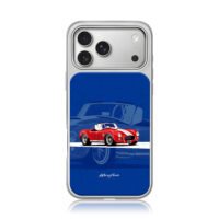 Red Shelby Cobra on blue background iPhone 17 Pro Max Electroplated Silver Case1