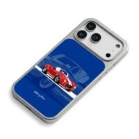 Red Shelby Cobra on blue background iPhone 17 Pro Max Electroplated Silver Case2