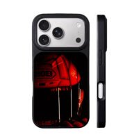 Red SHOEI racing helmet with wings iPhone 17 Pro Max Black Case