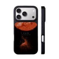Red sun space nebula art with text iPhone 17 Pro Max Black Case