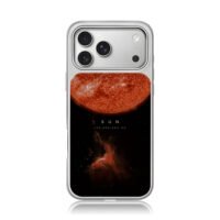 Red sun space nebula art with text iPhone 17 Pro Max Electroplated Silver Case1