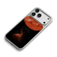 Red sun space nebula art with text iPhone 17 Pro Max Electroplated Silver Case2