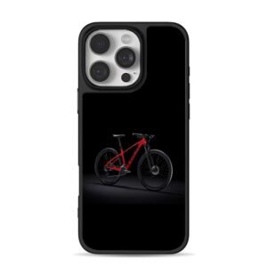 Red Trek mountain bike on black background iPhone 16 Pro Max Black Case