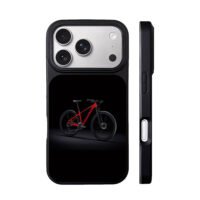 Red Trek mountain bike on black background iPhone 17 Pro Max Black Case
